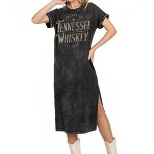 NEW KISSED APPAREL tennessee whiskey graphic dress in mineral black